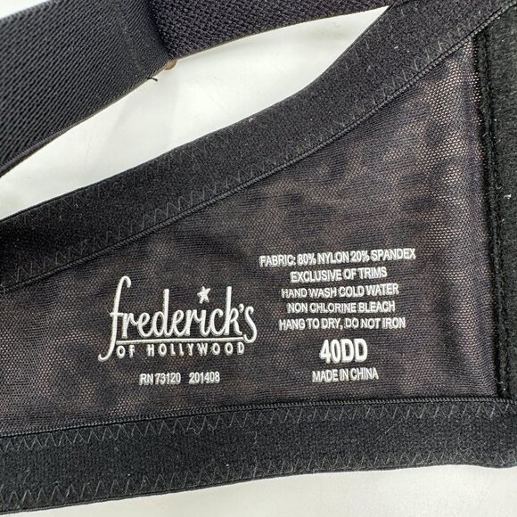 Frederick's of Hollywood Leopard Padded Black Tan Adjustable Wide Strap 40DD Bra - Picture 5 of 5